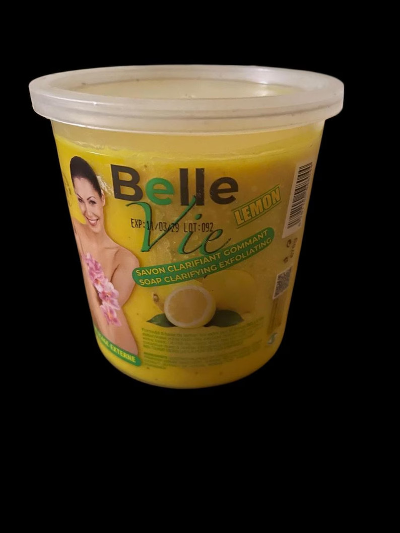 Belle Vie Rich Lemon Bio Extra Pur Soap. Exfoliating Soap 670g Jar.