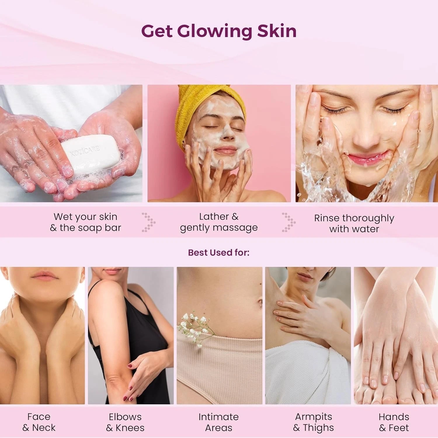 Kozicare Skin Whitening Soap Haldi | Kojic Acid & Glutathione Soap Pack of 3