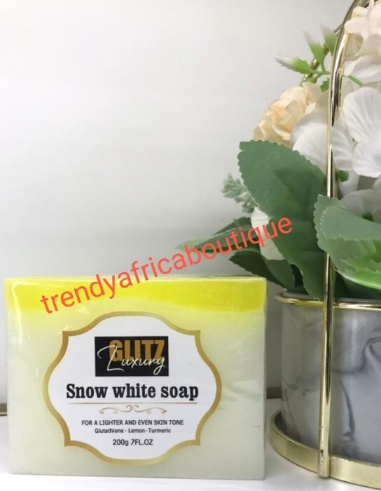 🔥Glitzluxury Snow WHITE Soap. Lighter & EvenTone Skin. Glutathion, Lemon,200gx1