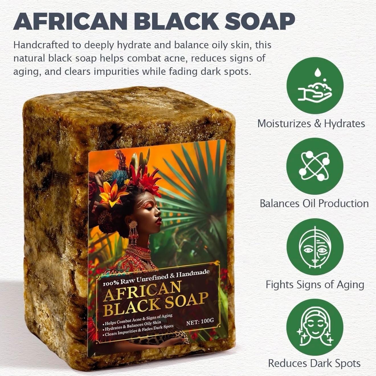 African Black Soap, Black Soap, Cleanses and Nourishes the Skin to Boost Collage