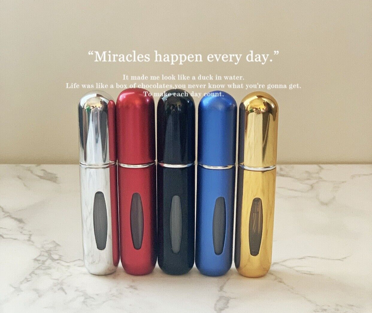 5 Pcs Travel Portable Mini Refillable Perfume Atomizer Bottle Spray Pump Case