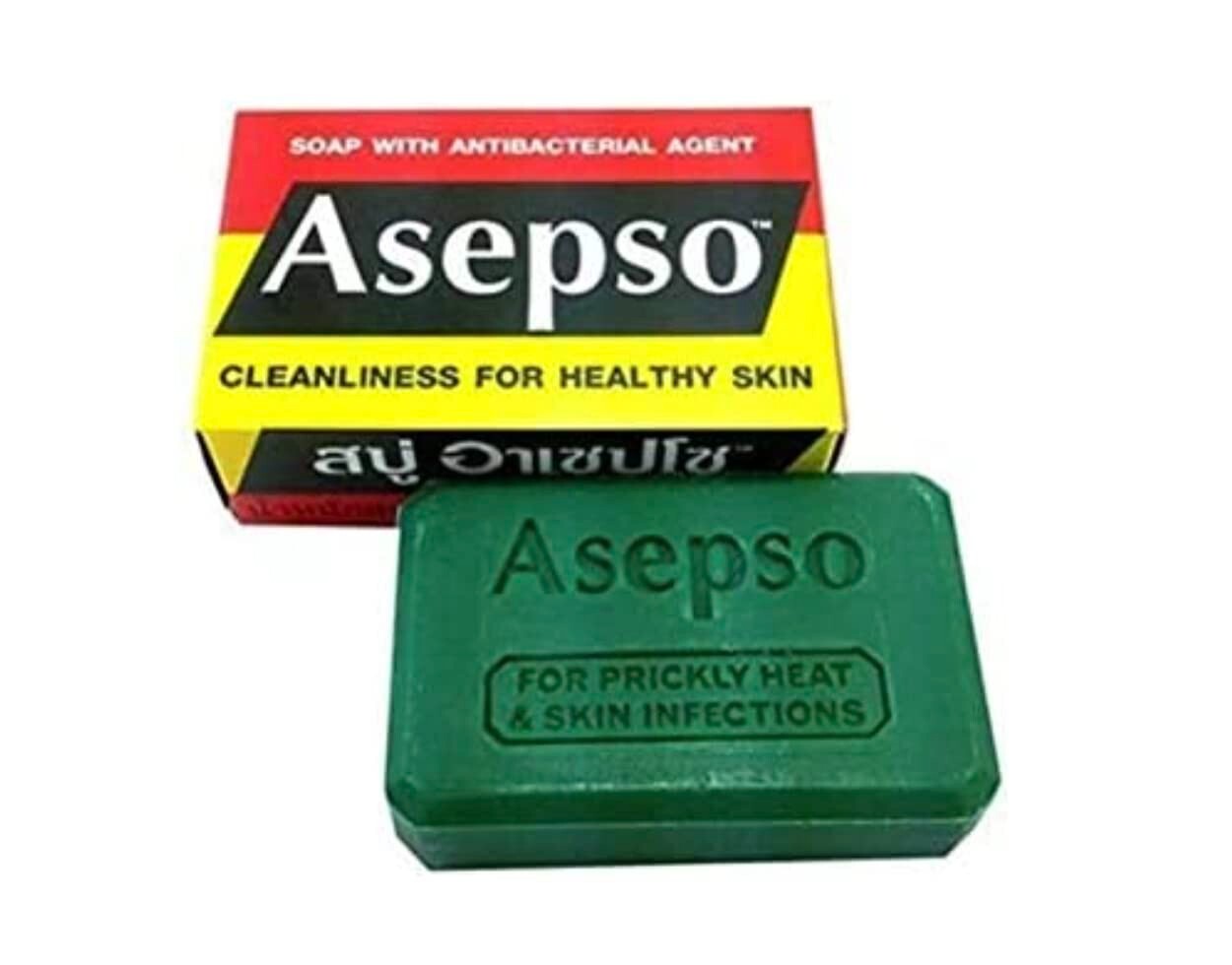 Asepso Original Bar Soap Antibacterial For Prickly Heat & Skin Infections 80g x8