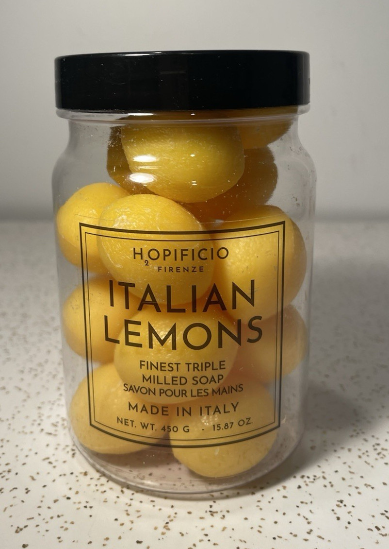 Hopificio Firenze Lemon Shaped Scented Triple Milled Italy Soaps Yellow 15.8 Oz.