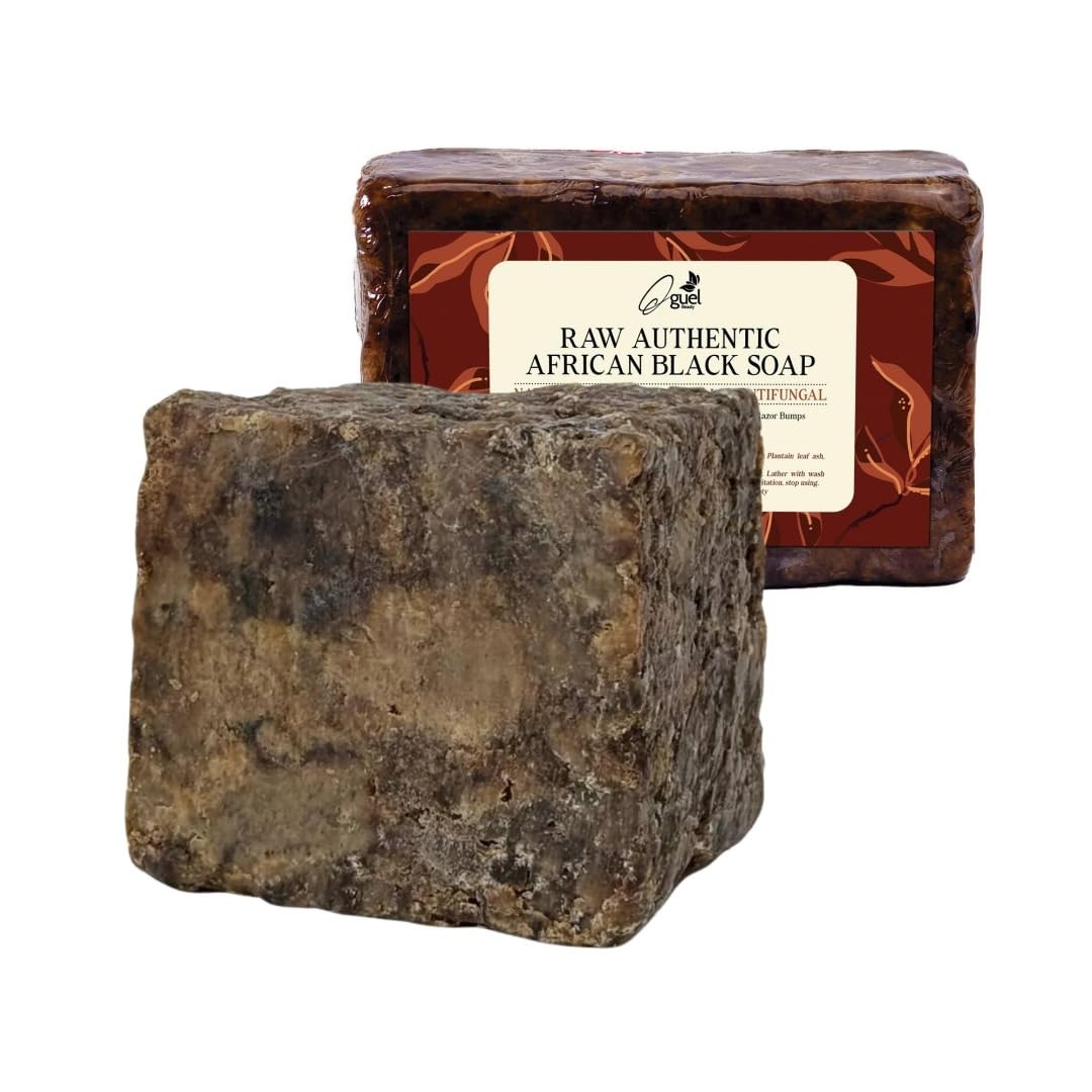 African Black Soap, 8oz, for Face and Body, with Shea Butter, Coconut Oil, Pa…