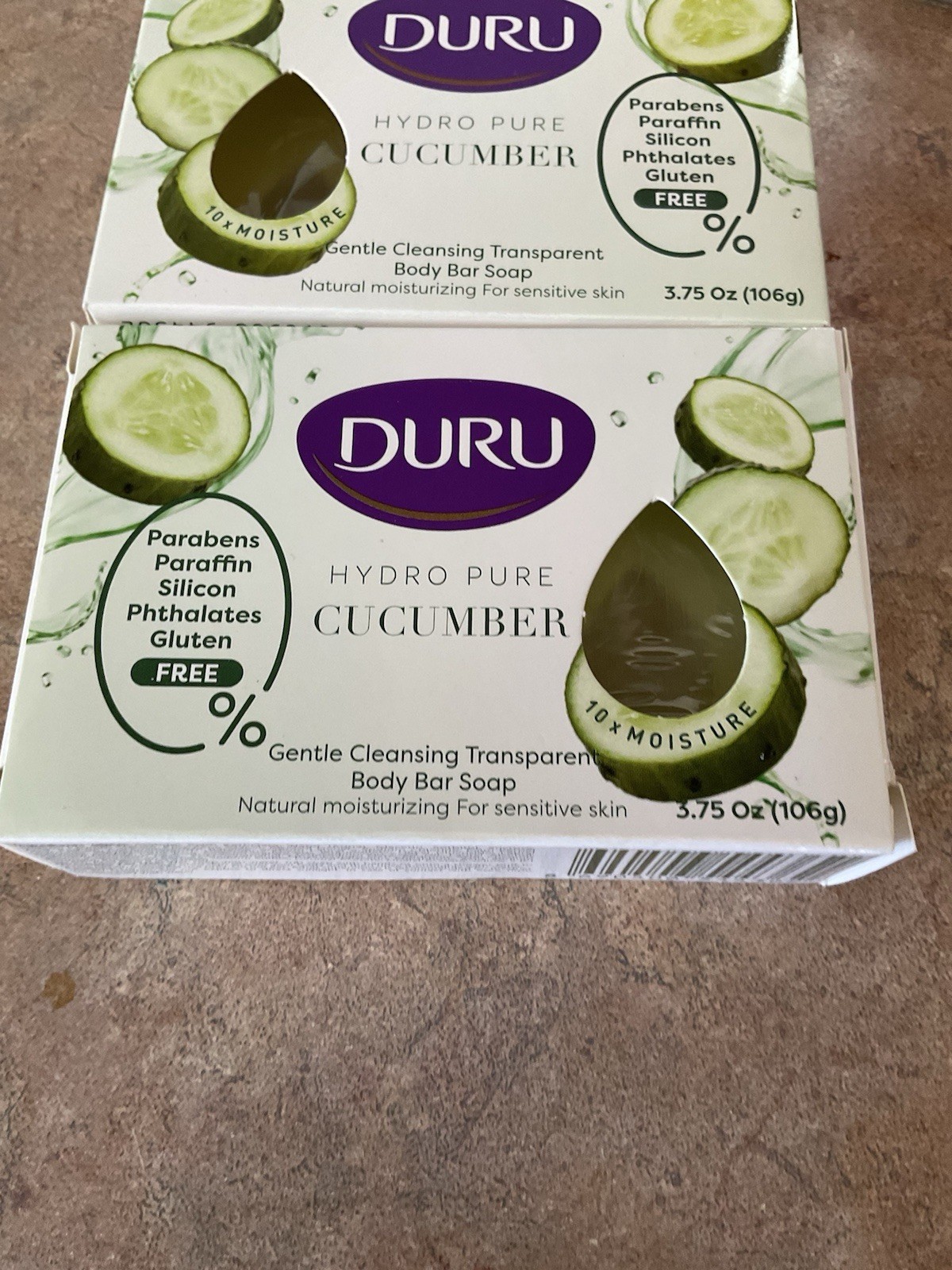 2 Duru Hydro Pure Cucumber Gentle Paraben-Free Vegan Transparent Bar Soap