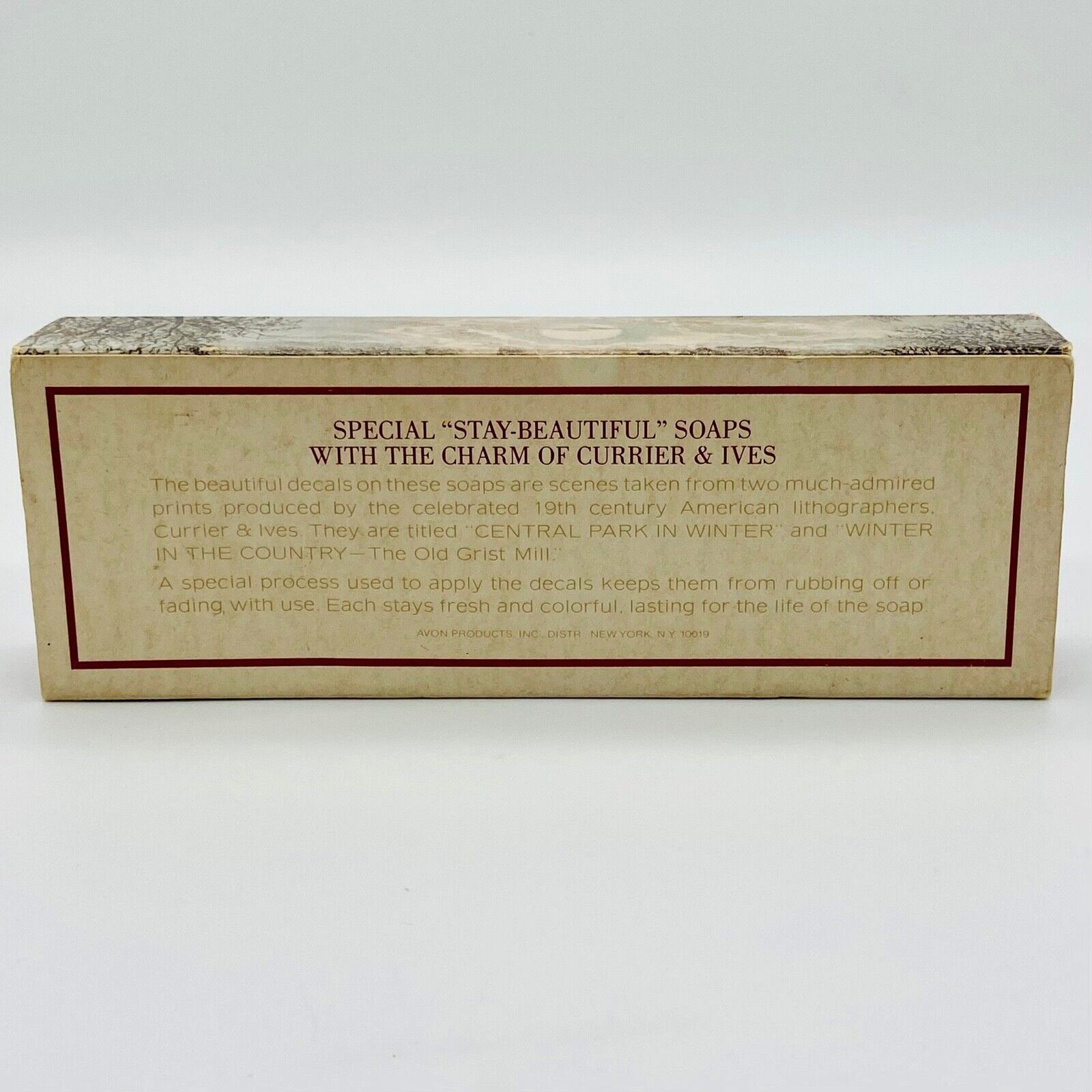 Avon Soaps 1876 Winterscapes Currier & Ives Design 2 Bars In Original Box