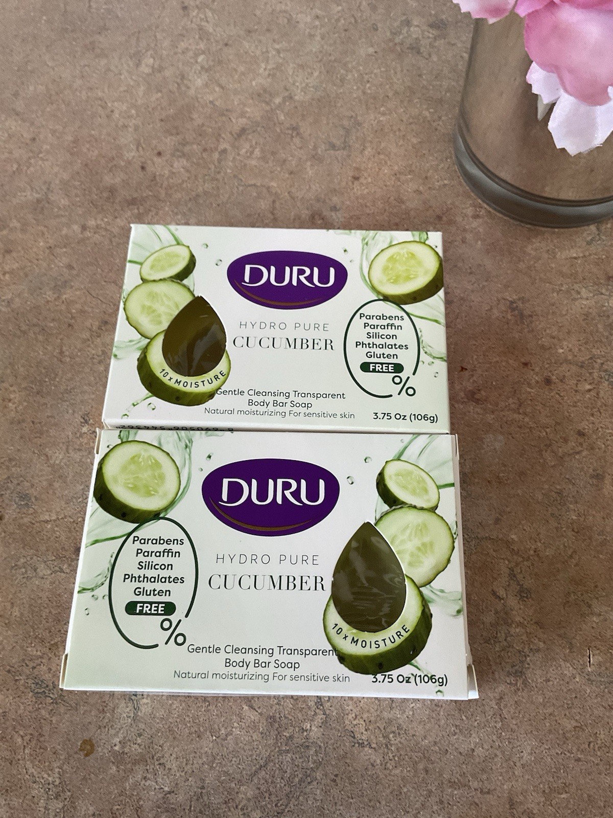 2 Duru Hydro Pure Cucumber Gentle Paraben-Free Vegan Transparent Bar Soap