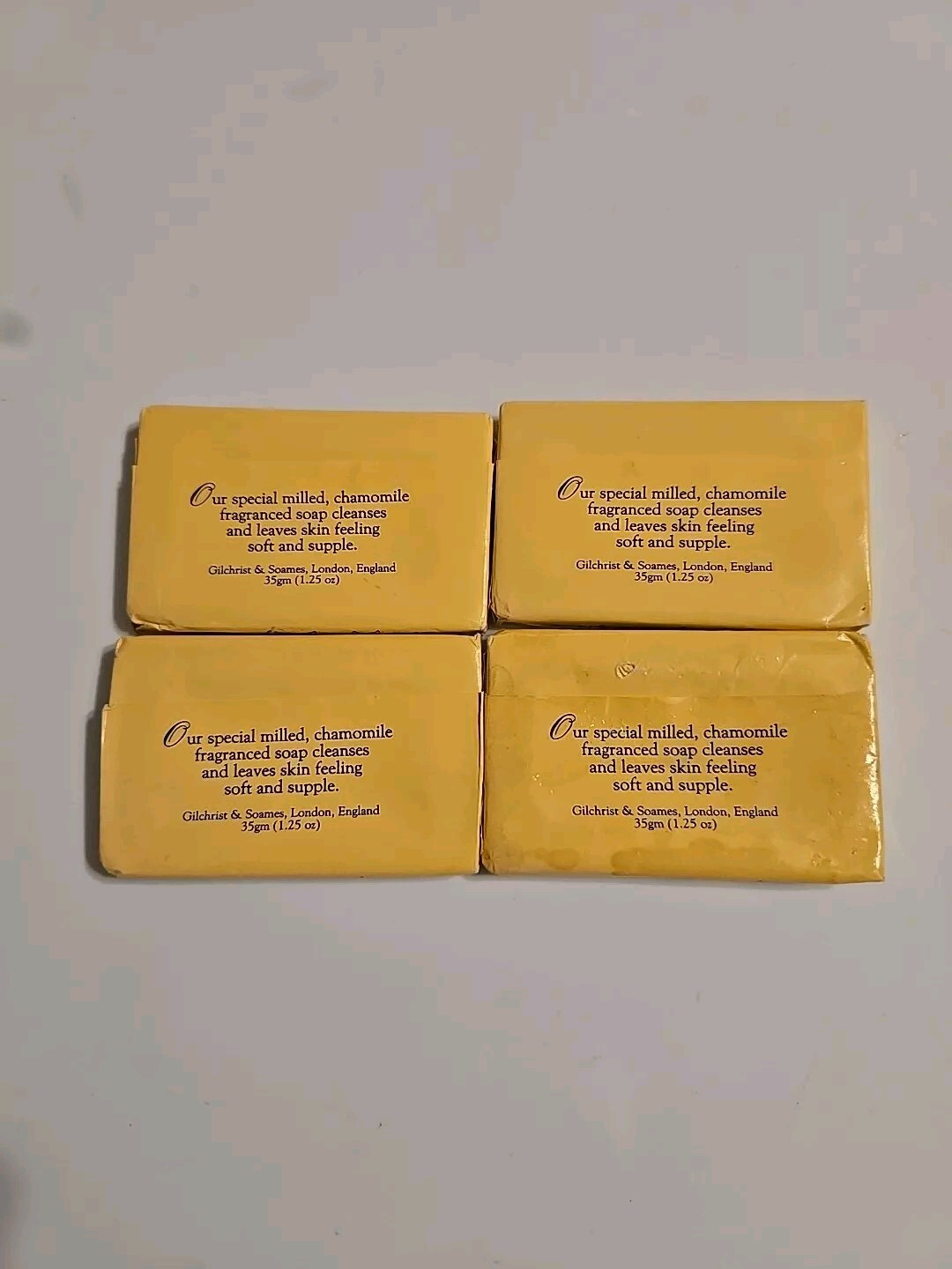 4 Bars GILCHRIST SOAMES ENGLISH HERB SOAP CHAMOMILE 1.25 OZ/35 GR LONDON ENGLAND