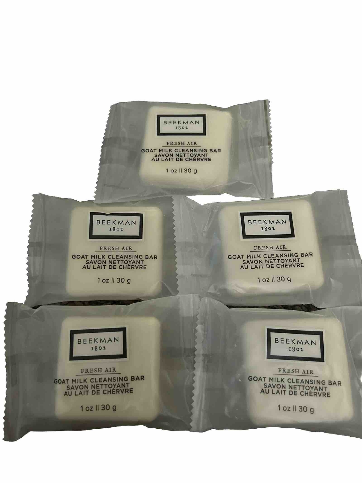 Beekman 1802 Fresh Air 1oz Travel Cleansing Soap Bars Flow Wrap GOAT MILK-5pk