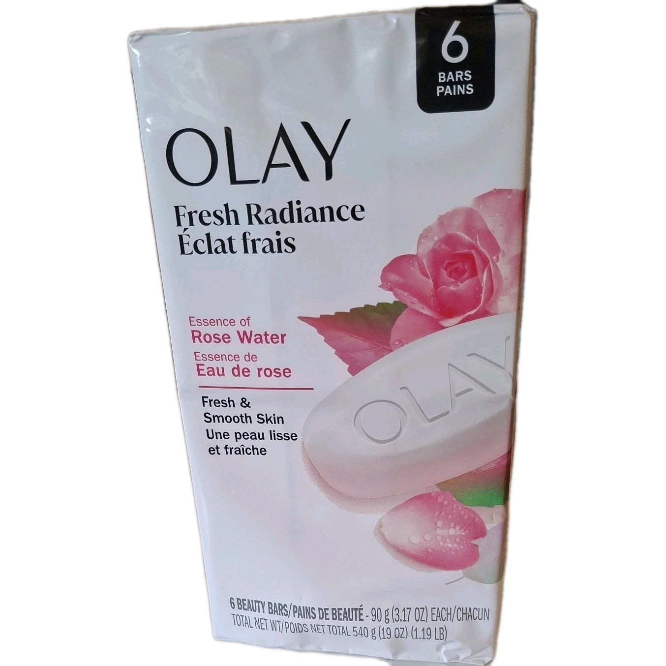 OLAY Fresh Radiance Rose Water Beauty Bar Soap, 6 Bars, Total 19 fl oz