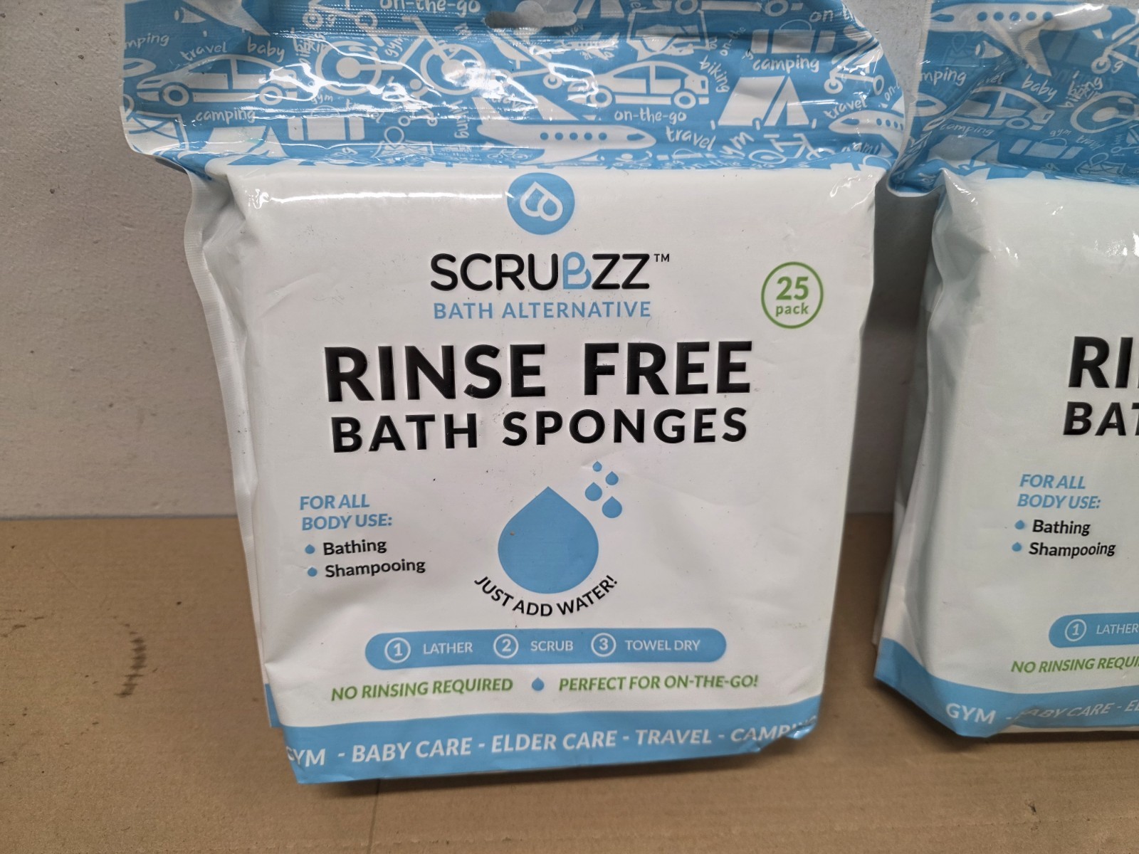 Scrubzz Disposable No Rinse Bathing Wipes – 25 Pack – All-In-1 Single Use Shower