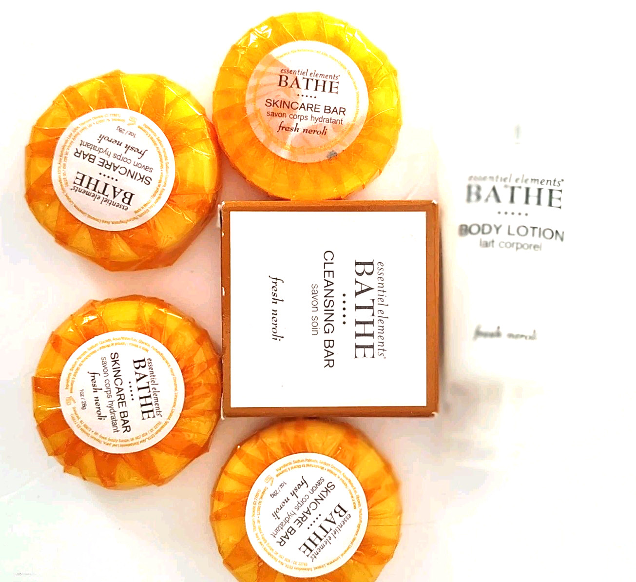 Lot of 5 Essential Elements Bathe Skin Care Bar Soap Travel Size Fresh Neroli