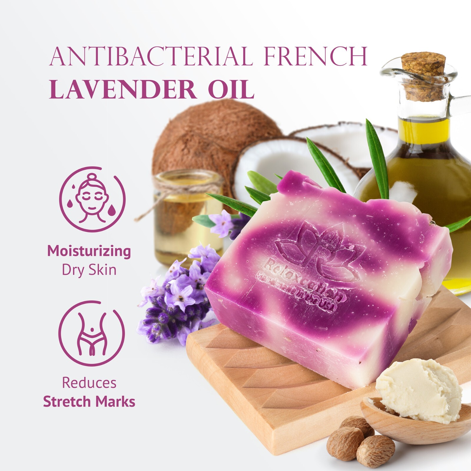 1 Vegan Lavender Natural Cold Processed Soap – Handmade with Lavender French Oil