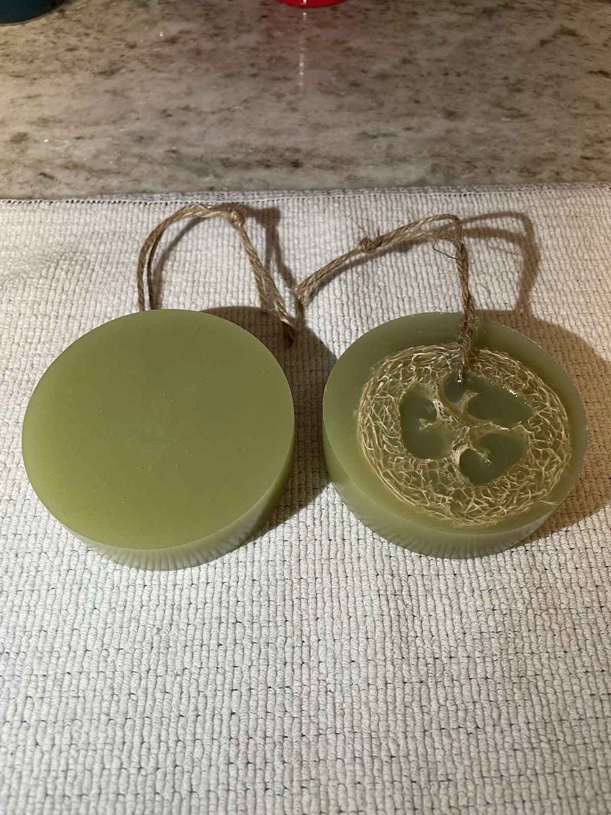 All Natural Luffa Soap Bar Handmade w Jute String, Essential Oils Goat Milk