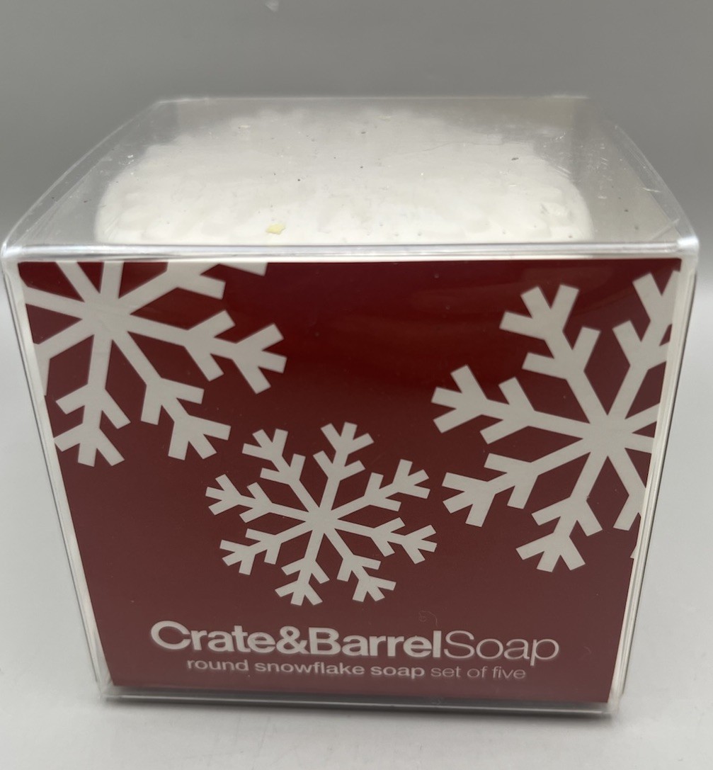 NEW Crate&Barrel (5) Round Snowflake Soaps Made In The USA