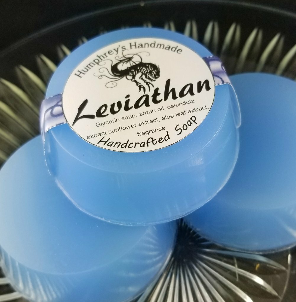 Mens LEVIATHAN Oud and Ocean Scent Shave Soap, Puck Beard Wash Bar USA Made Musk
