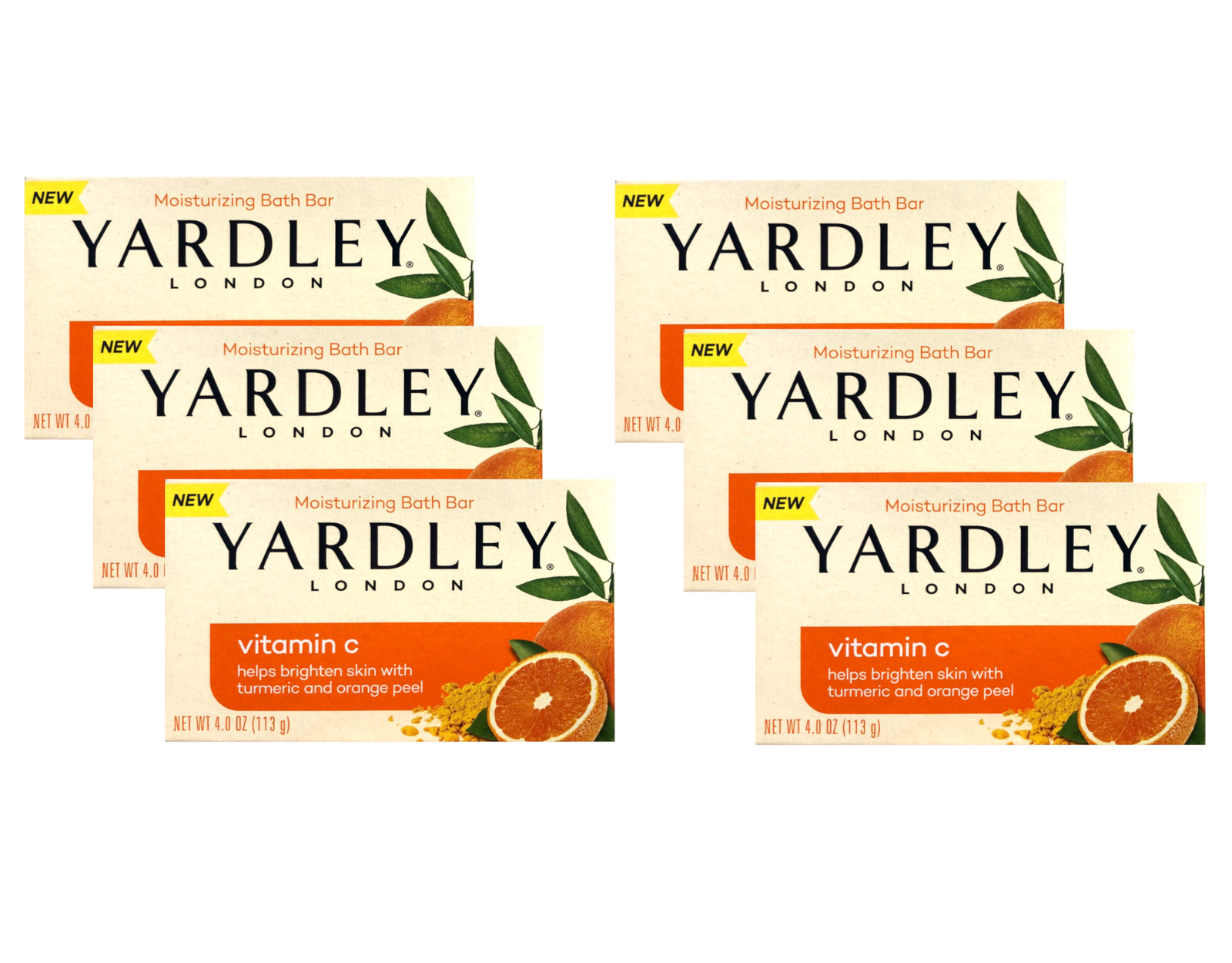 Yardley London Vitamin C Turmeric & Orange Peel Moisturizing Bath Bar Pack of 6
