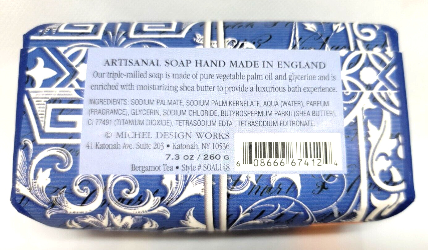 Michel Design WorksARTISANAL Soap BERGAMOT TEA 7.3 Oz England NO SILVER LOGO CAP
