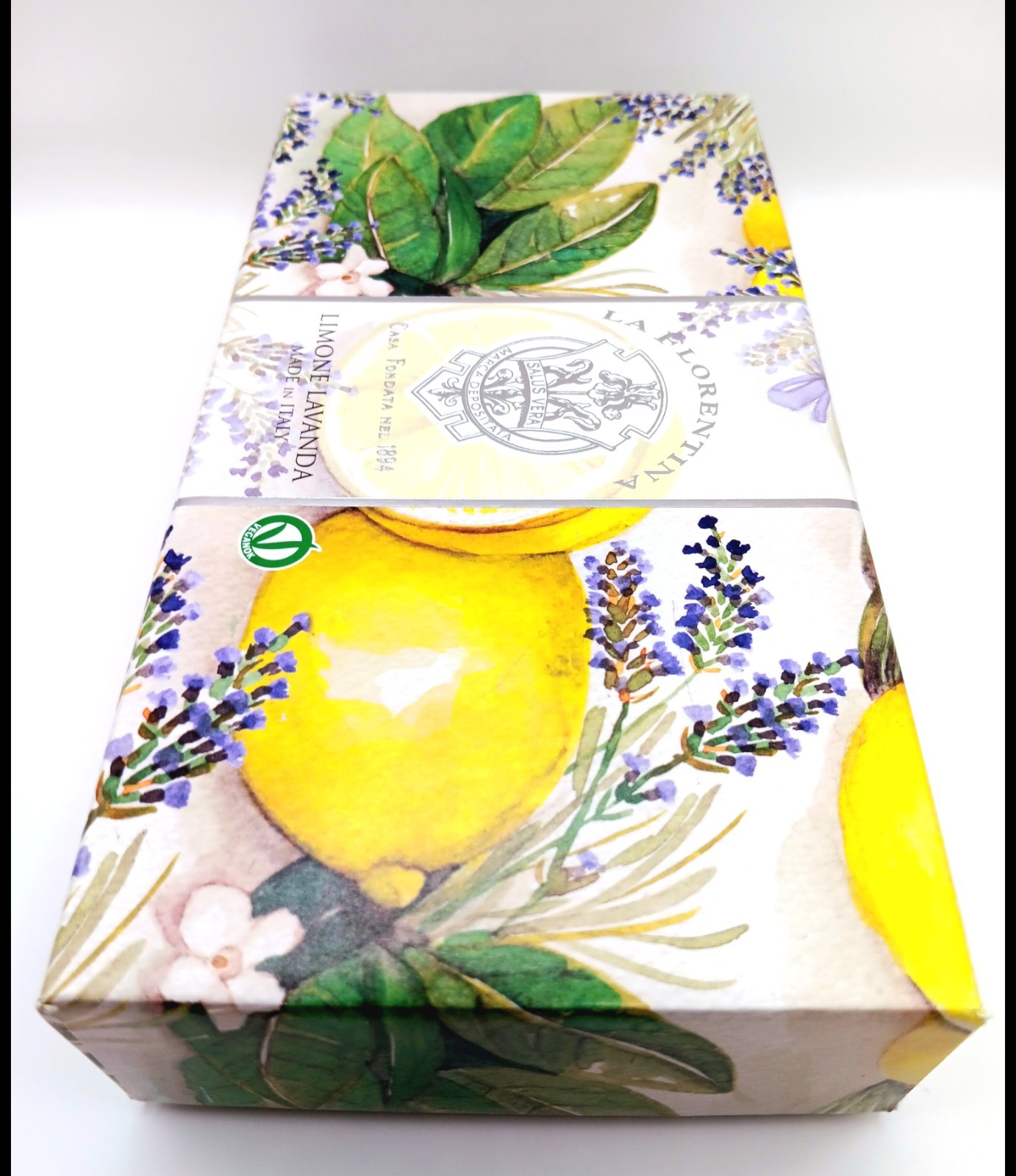 La Florentina Soap Gift Box Set LEMON LAVENDER 3 Bars Embossed Luxury Italy New