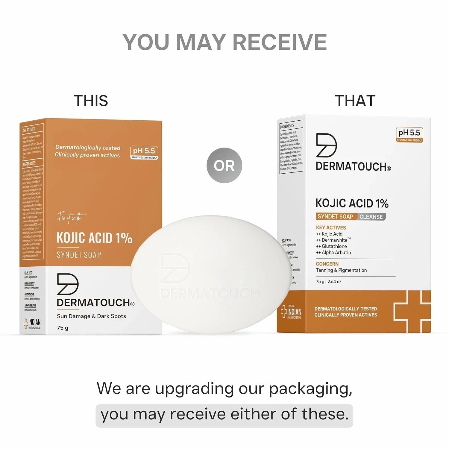 DERMATOUCH Kojic Acid 1% Soap with Glutathione For Pigmentation 75g x 2 L657
