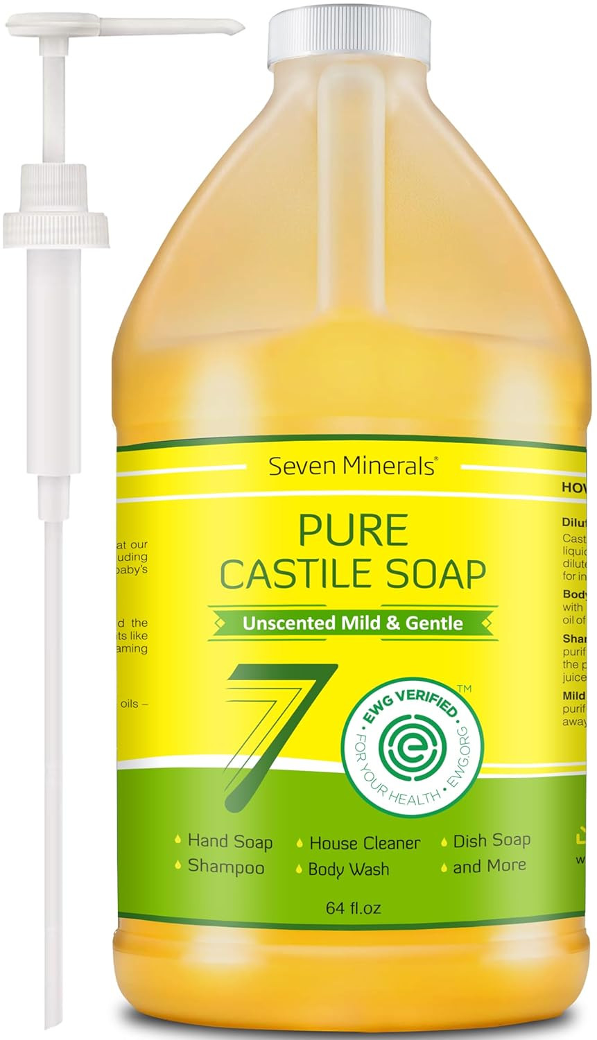 Pure Castile Soap – No Palm Oil, Gmo-Free – Gentle Liquid Soap for Sensitive Ski