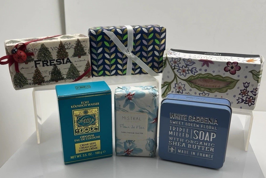 6 Soap Lot Variety Deluxe Soaps Fringe 4711 Wasser Mistral Italy France NEW