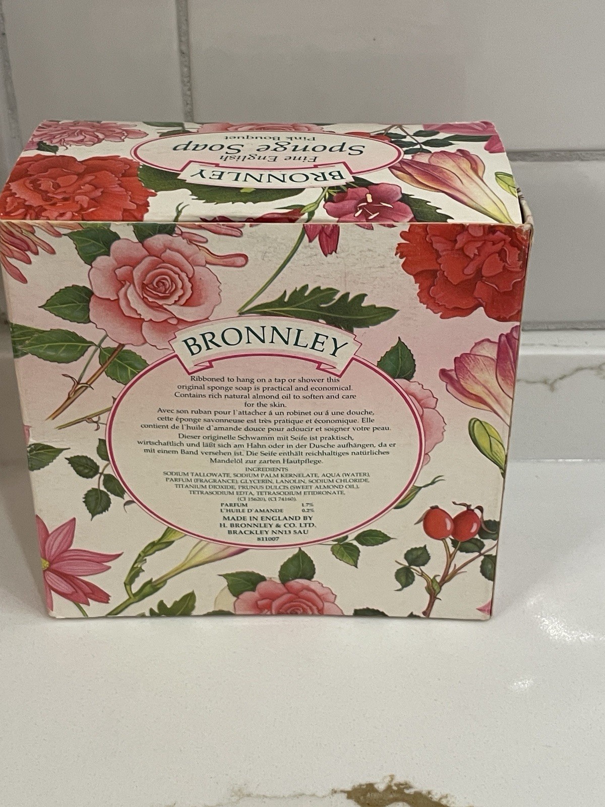 Vintage Bronnley Pink Bouquet Sponge Bar Soap Floral Rope English 5.2 oz/150 g