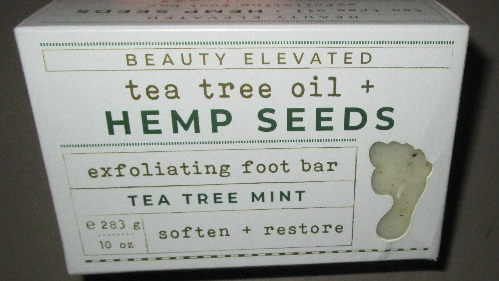 Tea Tree Mint + Hemp Seeds Soften & Restore Exfoliating FEET FOOT Bar 10 oz.