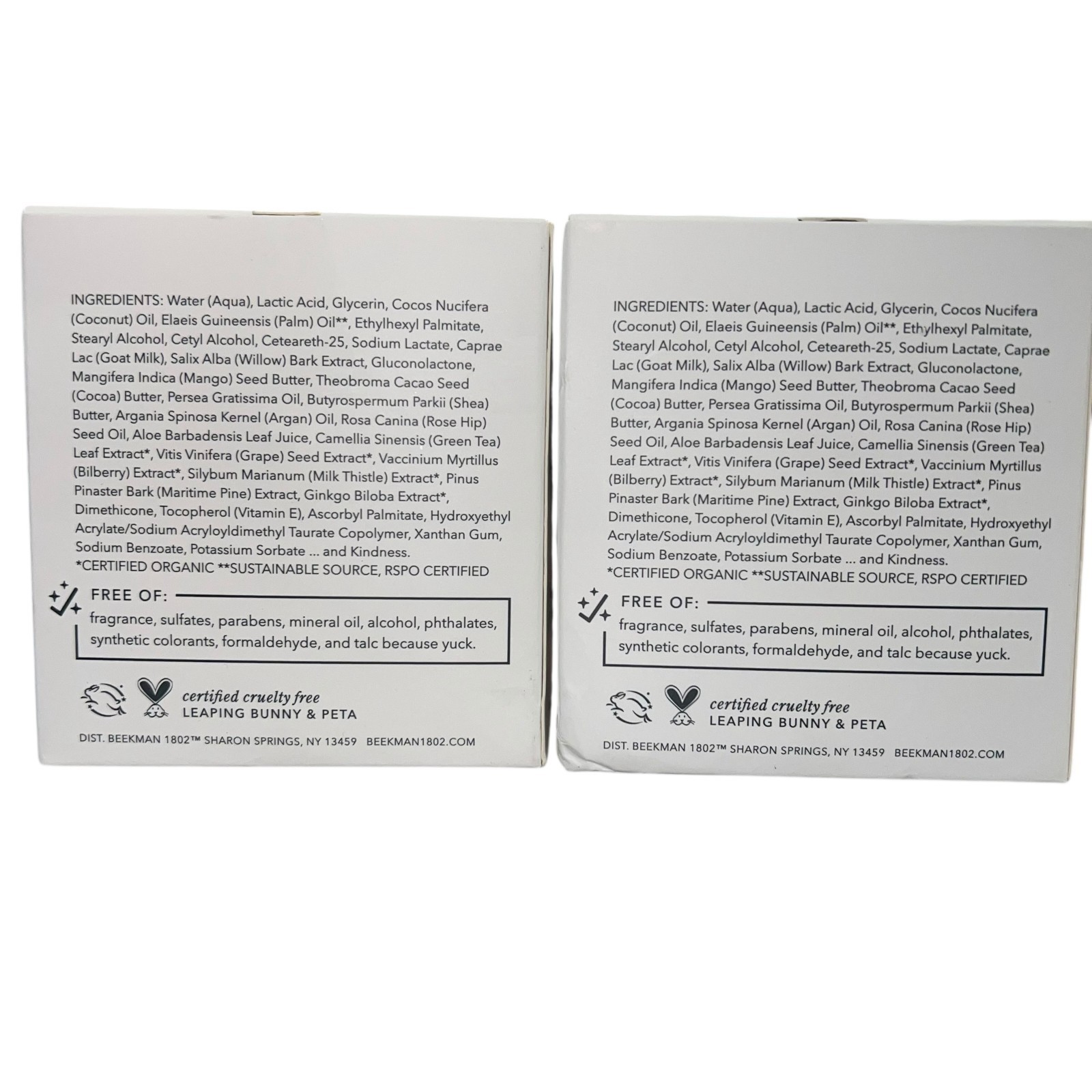 2x Beekman 1802 Smooth Lactic Acid & Willow Bark Goat Milk Body Cream 8oz