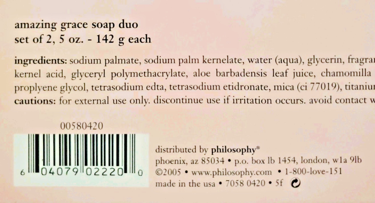 Philosophy Amazing Grace Bar Soap Duo 5 oz. each – Original Formula Sealed Bars