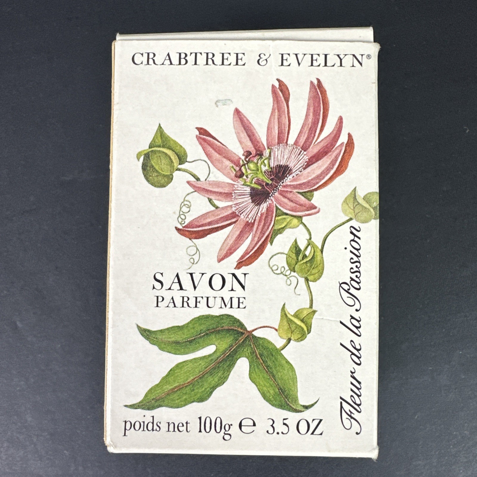 Crabtree & Evelyn Perfumed Passion Flower Bar Soap Box 3.5 Oz 100g 1996 Vintage