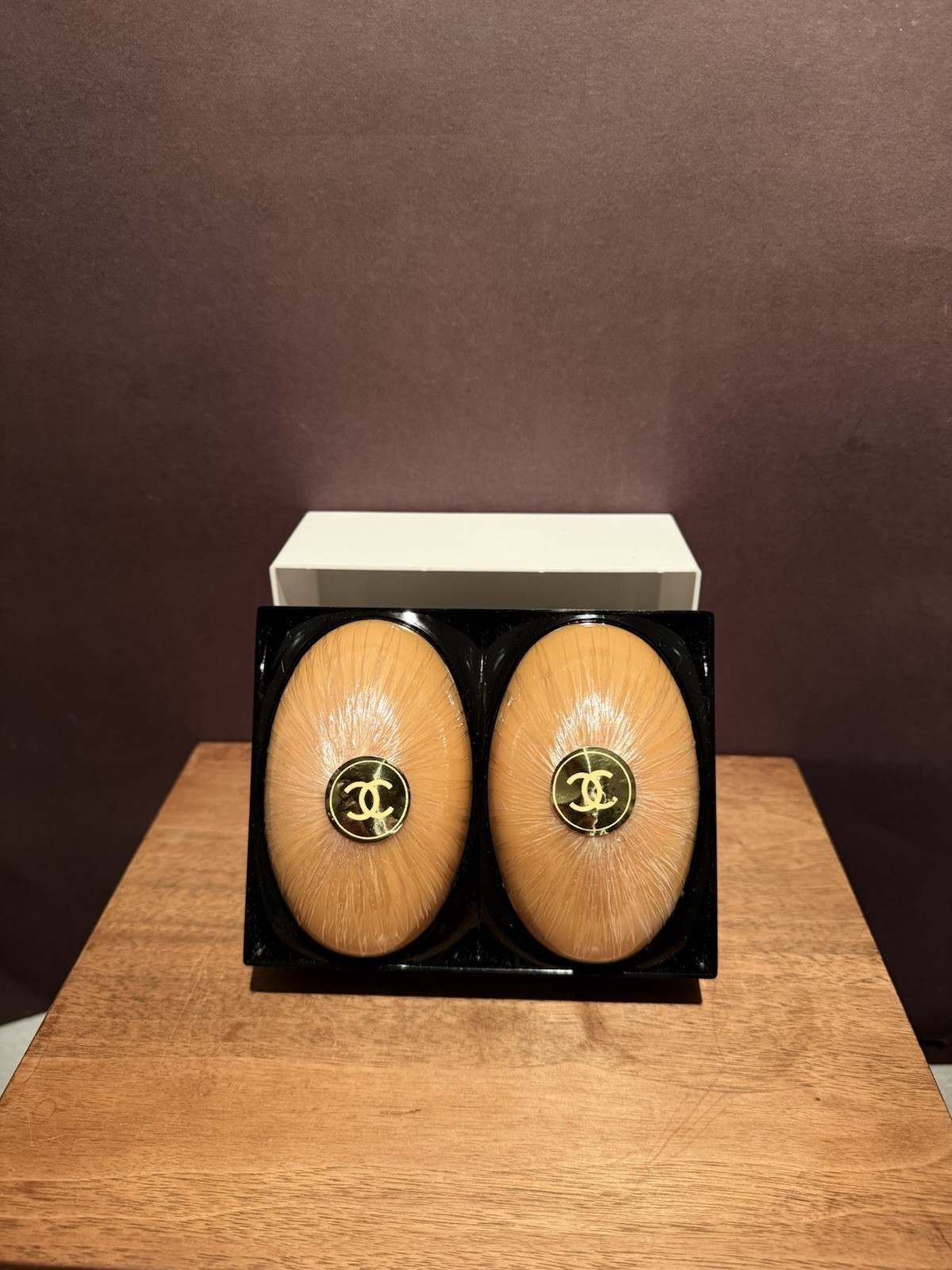 Vintage CHANEL Scented Perfume Oval Soap Plastic Case Set Of 2 Sealed SEE PHOTOS
