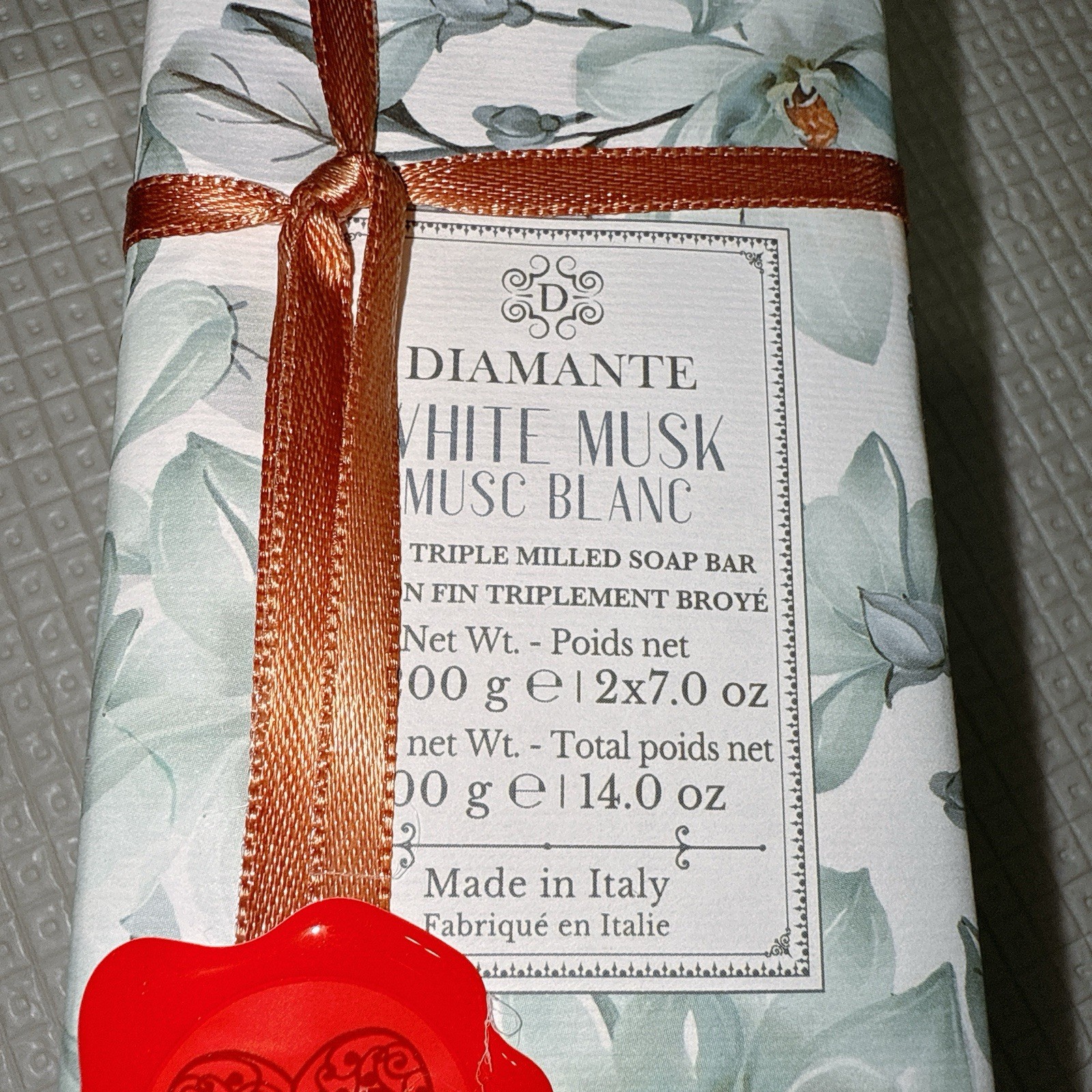 Zeni DIAMANTE WHITE MUSK Fine Triple Milled ITALIAN Soap Bar 2 x 7oz GIFTSET