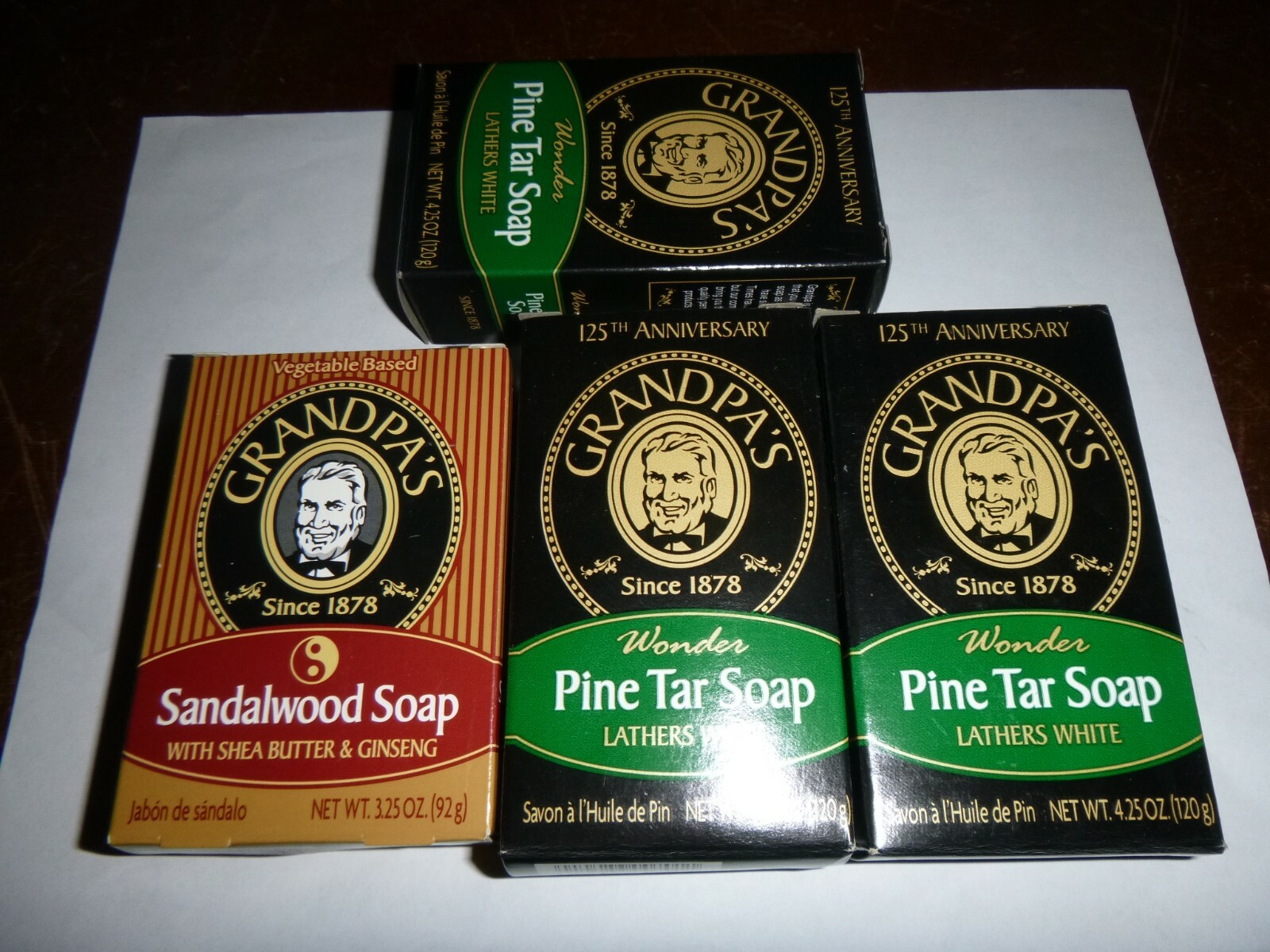 4 Bars Vintage 4.25 & 3.25 oz Grandpa’s Soap Sandalwood & Pine Tar Soap