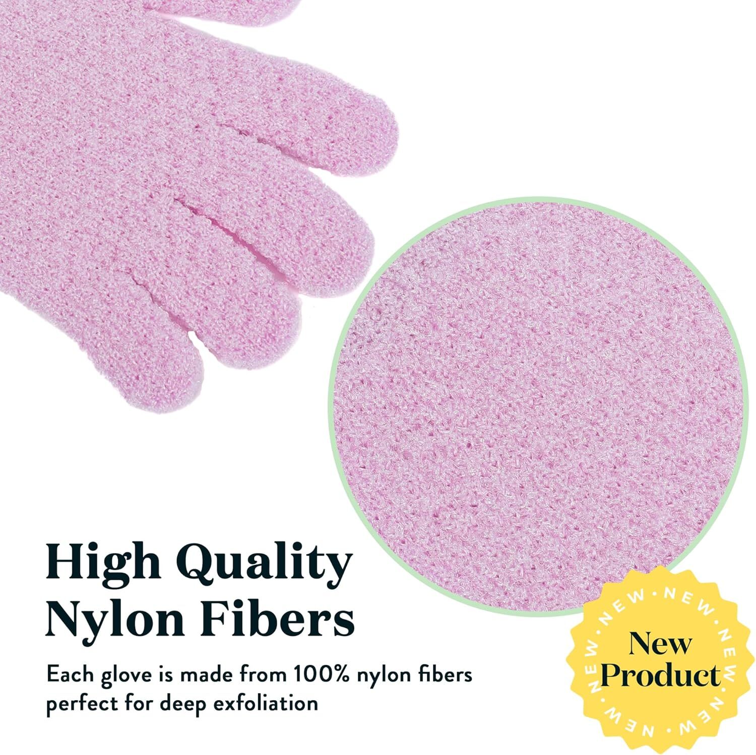 Bare Botanics 4 Pack White Exfoliating Gloves for Shower | 100% Nylon Fibers…
