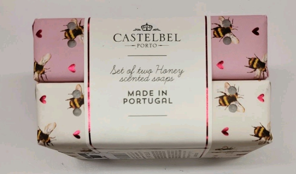 2pc set CASTELBEL Porto BEE MINE HONEY Soap Bars Valentines Day Hearts