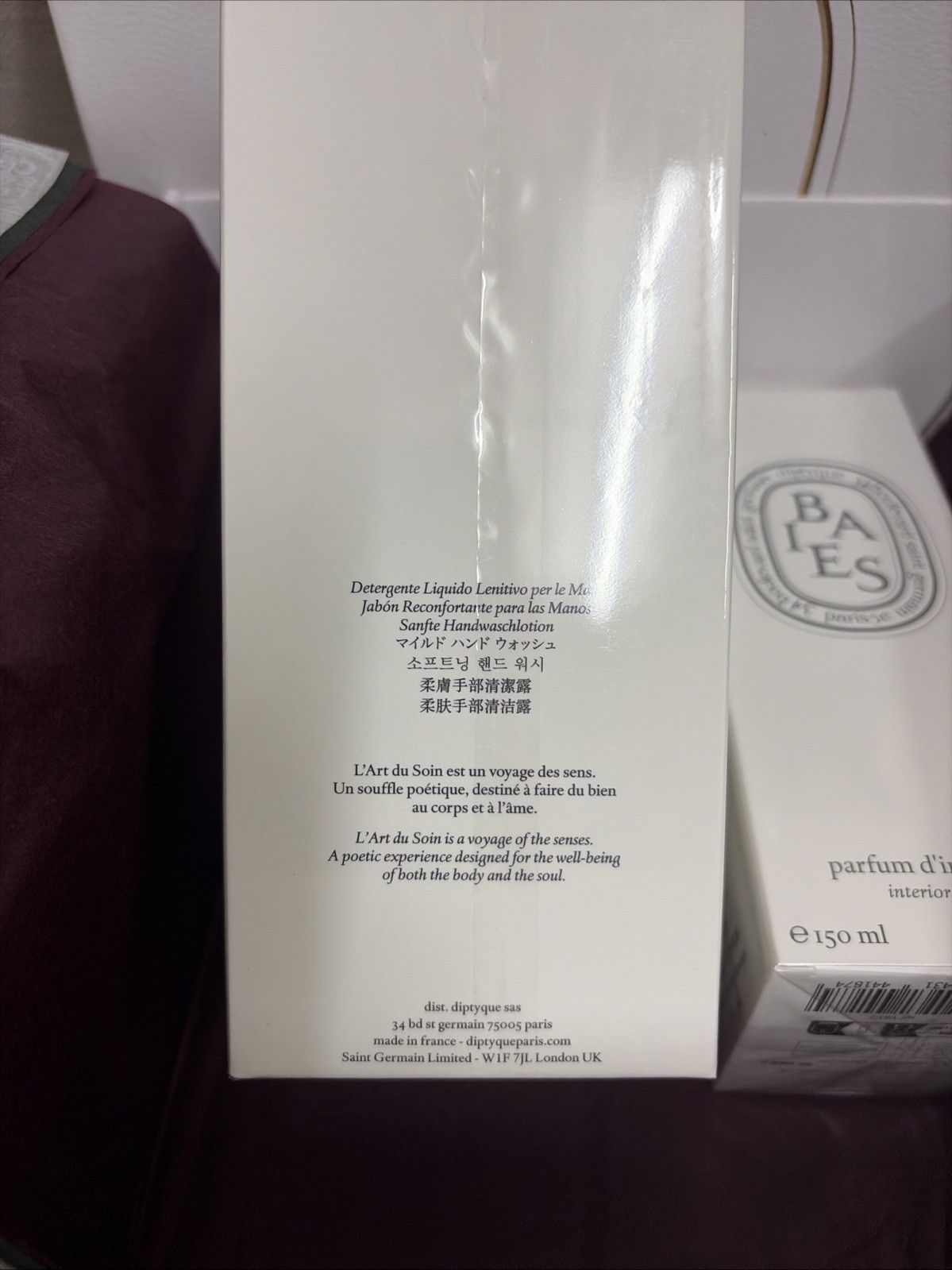 Authentic Diptyque Gift Pack Softening Handwash And Baies Interior Scent. New
