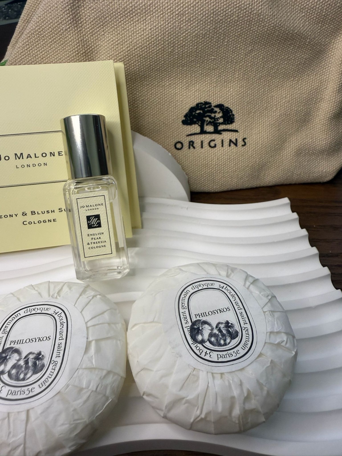 New 3 Diptyque Philosykos Round Soap Bar 45g/1.6oz each free Jo Malone Gifts