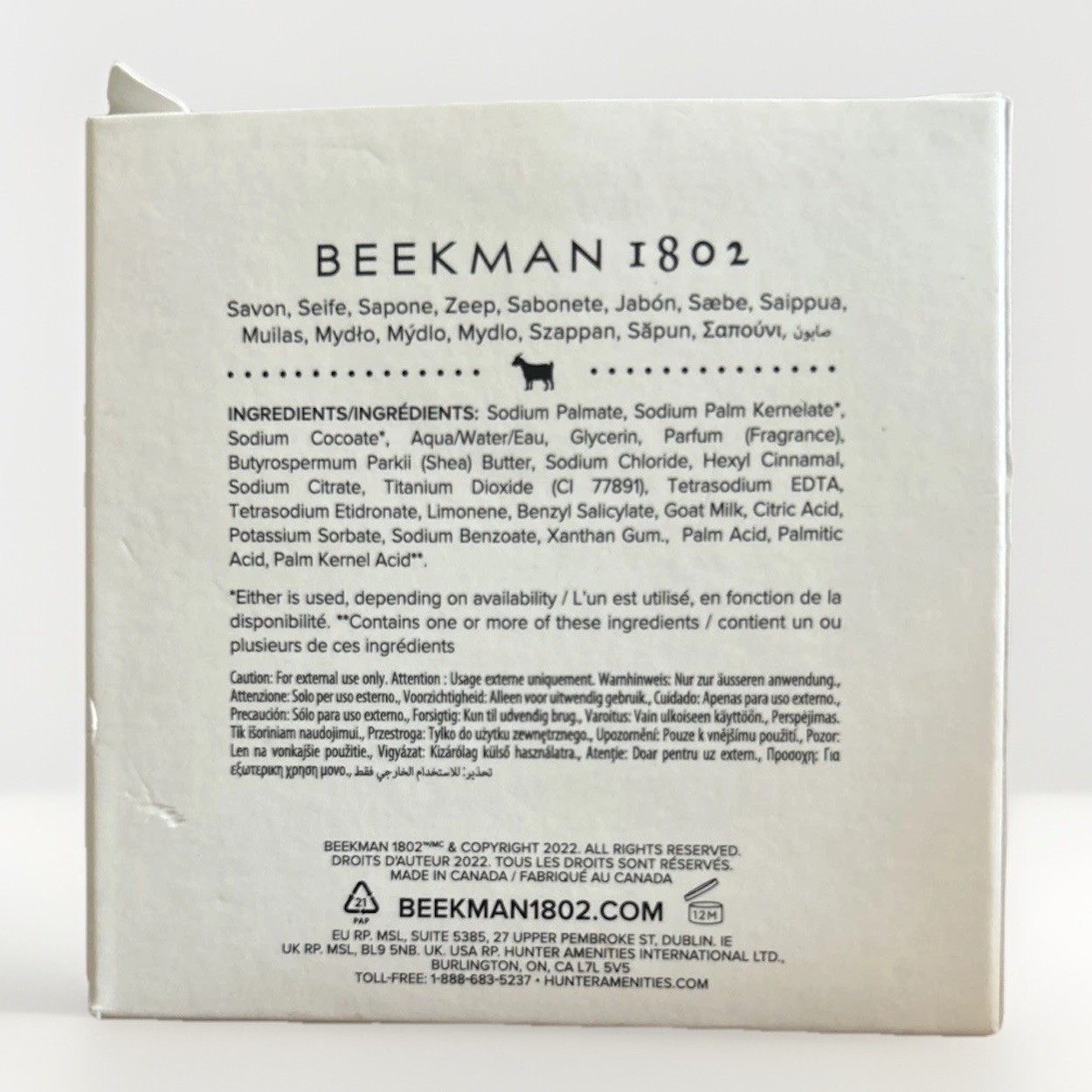 BEEKMAN 1802 Fresh Air 2 oz Goat Milk Bath & Body Soap Bar