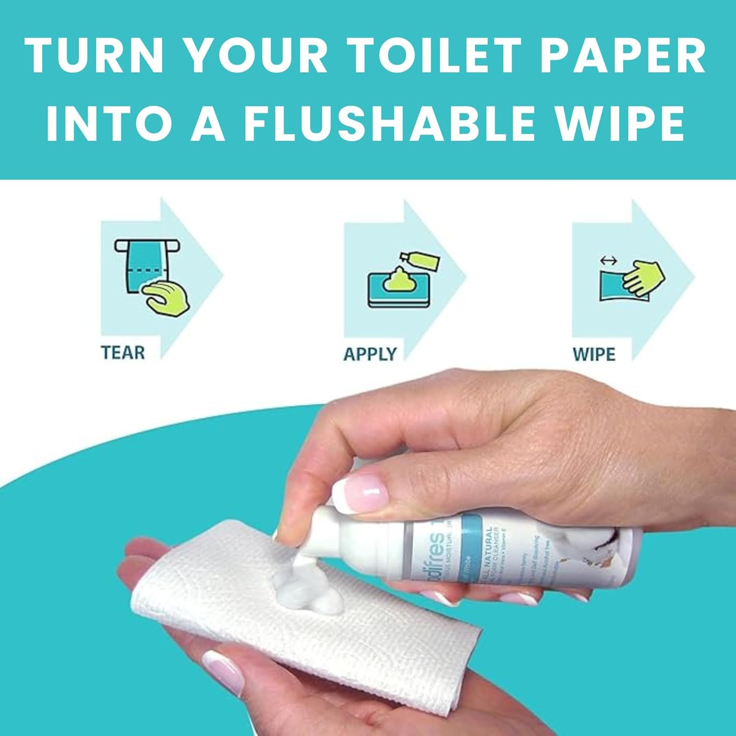 Toilet Paper Foam, Liquid Wet Wipe | Plant-Based, Eco 1.7 Fl Oz (Pack of 1)