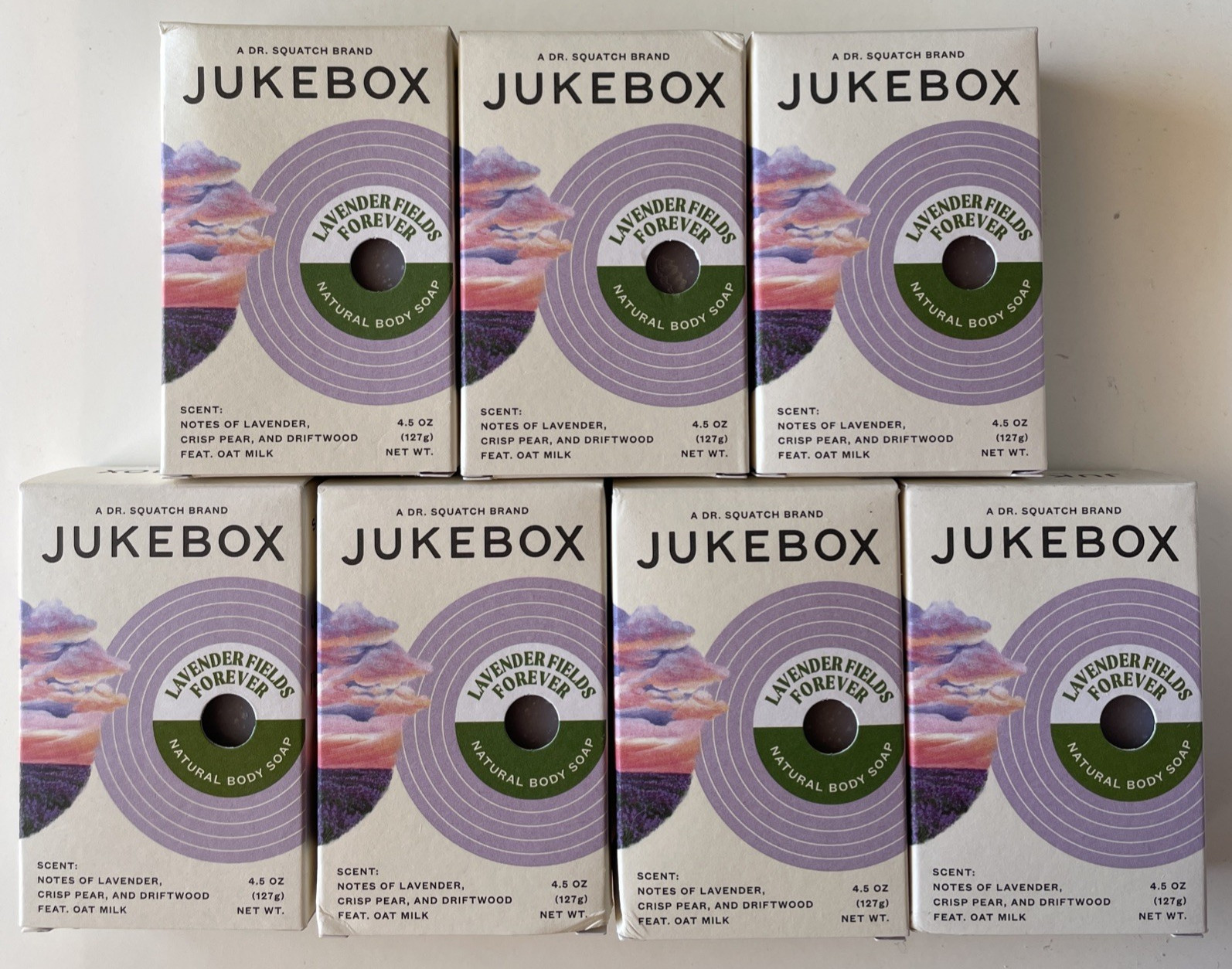 7 Dr. Squatch Jukebox Lavender Fields Forever Lavender Pear Bar No Scrub 4.5 oz.