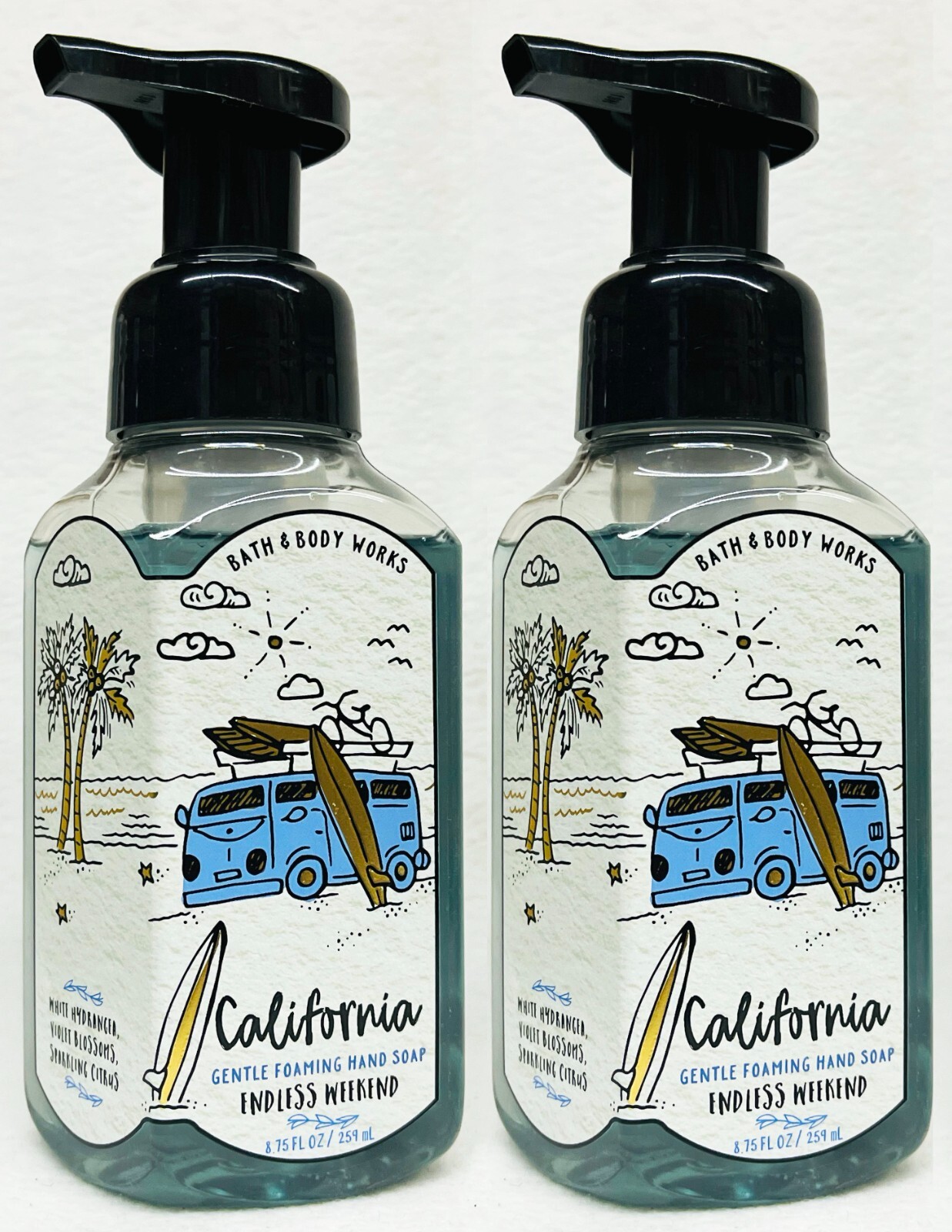 2 BathBody Works CALIFORNIA ENDLESS WEEKEND Gentle Foaming Hand Soap Wash 8.75oz