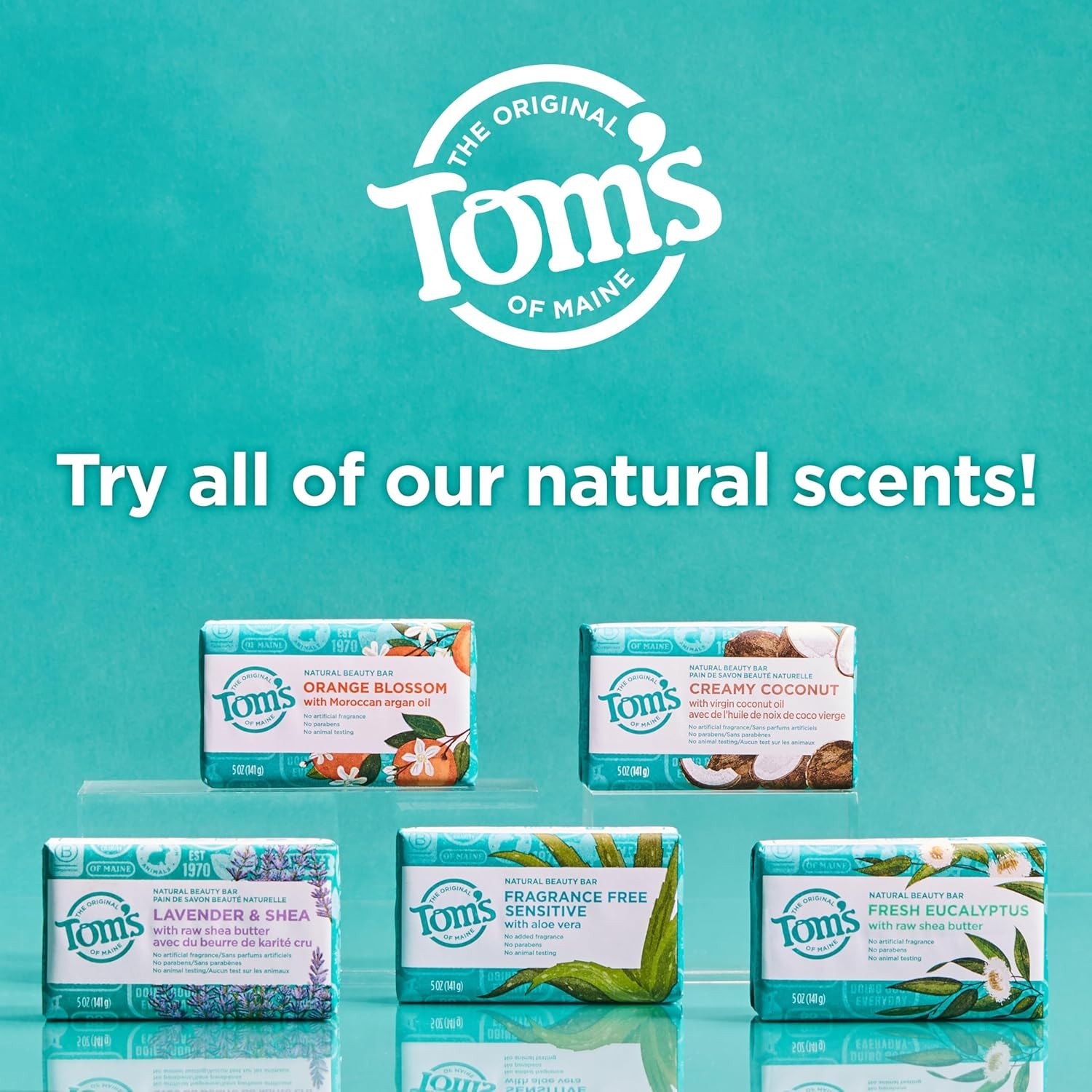 Dermatologist-Tested Tom’s of Maine Fragrance-Free Soap – Pack of 6, 5oz Bars