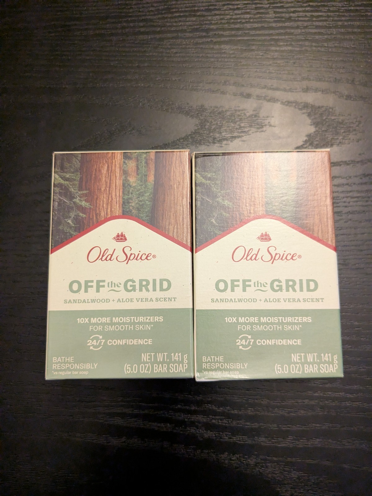 Old Spice Bar Soap 5.0 oz, Off The Grid W/Sandalwood & Aloe Vera Lot Of 2