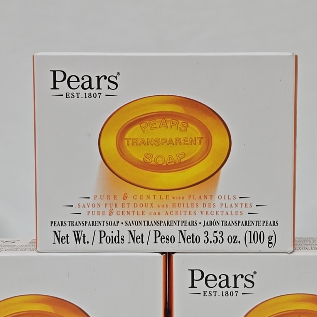 3 Pack Pears Pure & Gentle Transparent Soap 100g 3.5 oz. Bar Soap plant oils