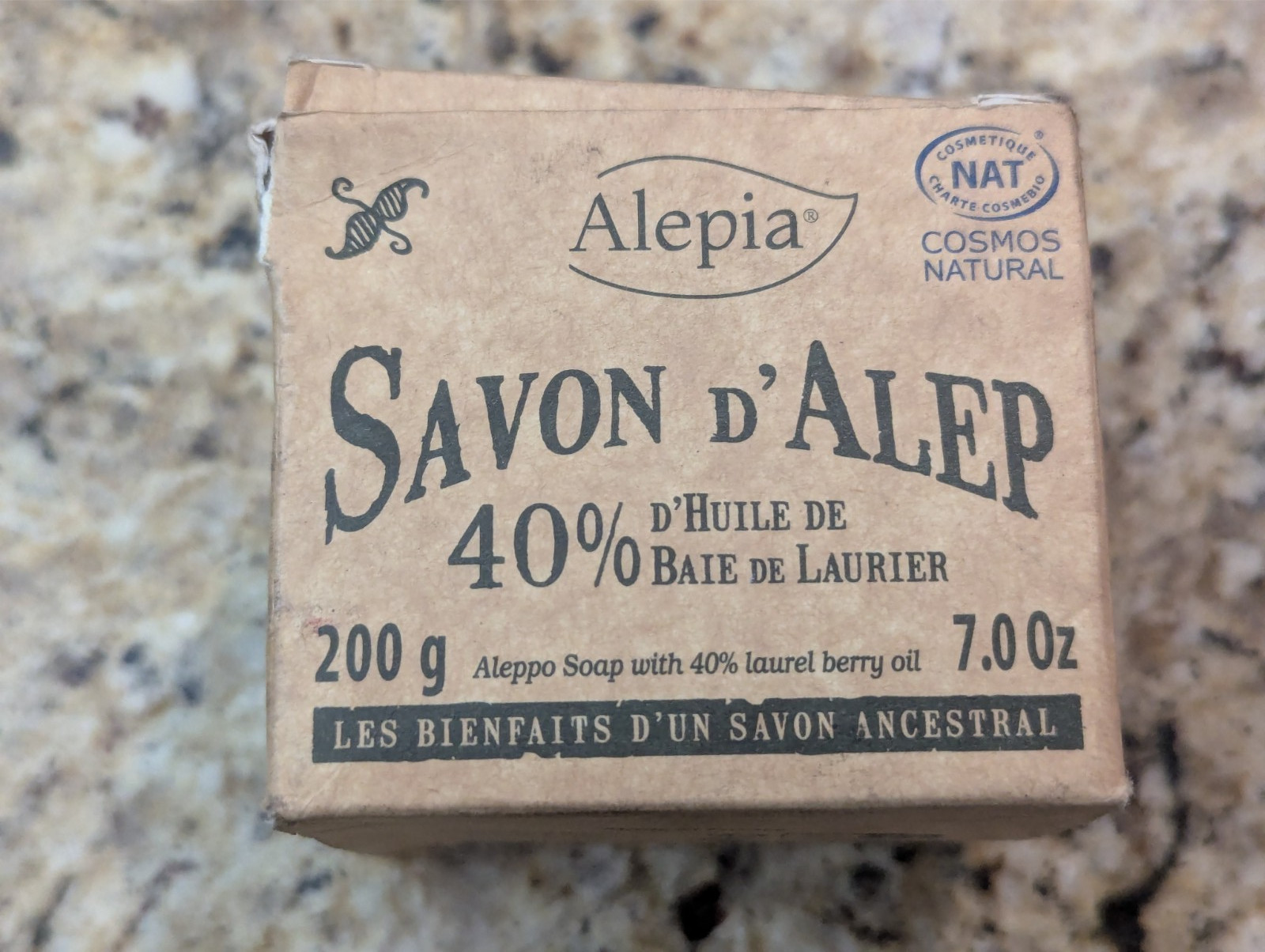 Alepia Savon D’Alep Natural Bar Soap with 40% Bay Berry 7 oz