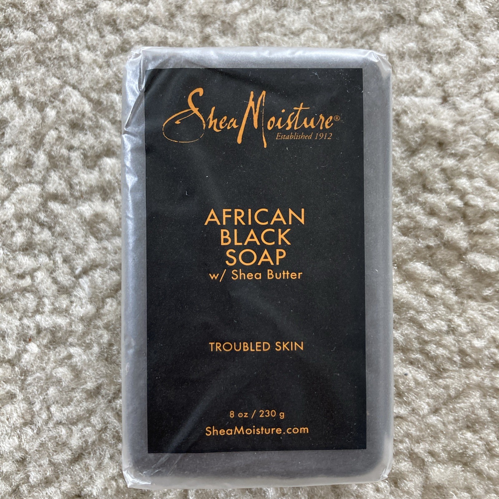 Shea Moisture African Black Soap w/ Shea Butter For Troubled, Dry Skin 8oz
