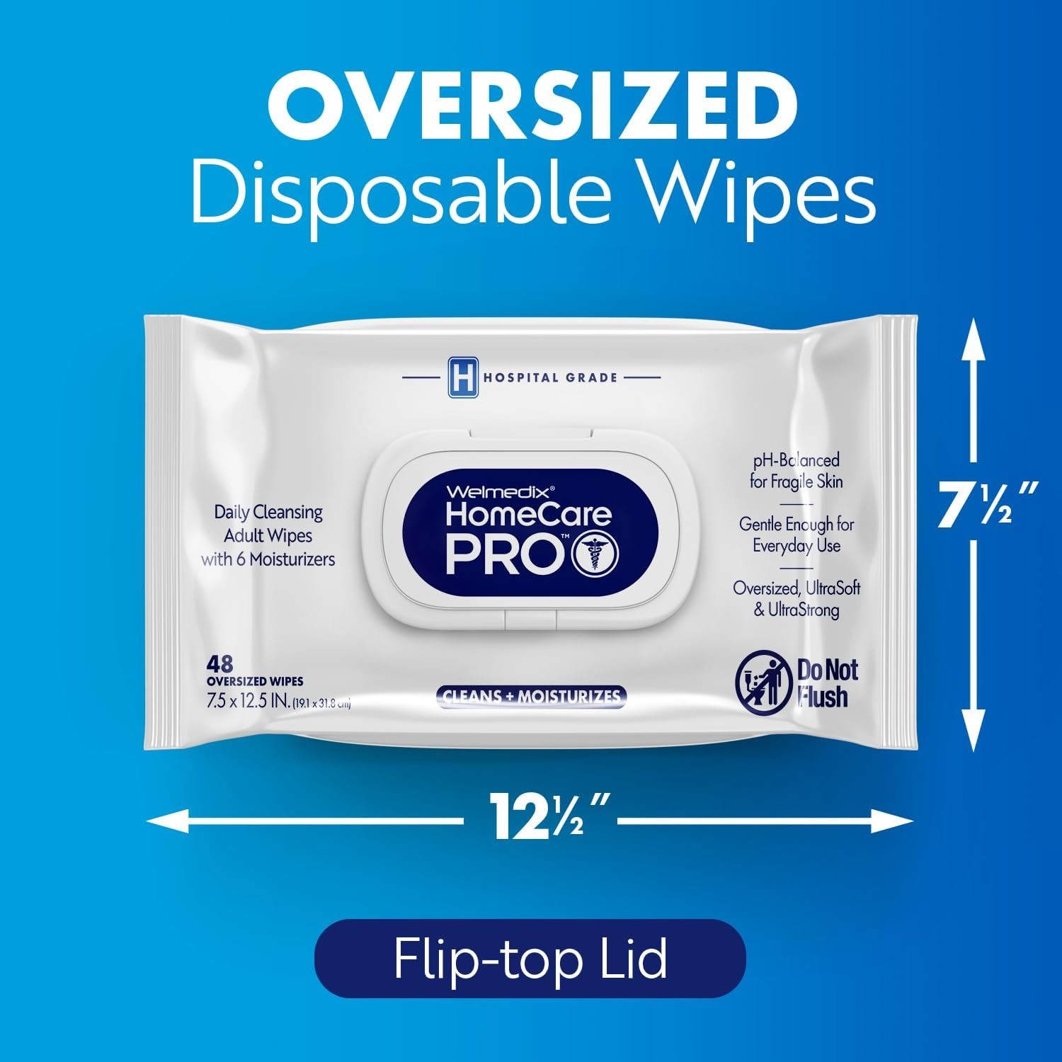 Adult Bathing Wipes Oversized No Rinse Bath Wipes with Moisturizers, Hospita…