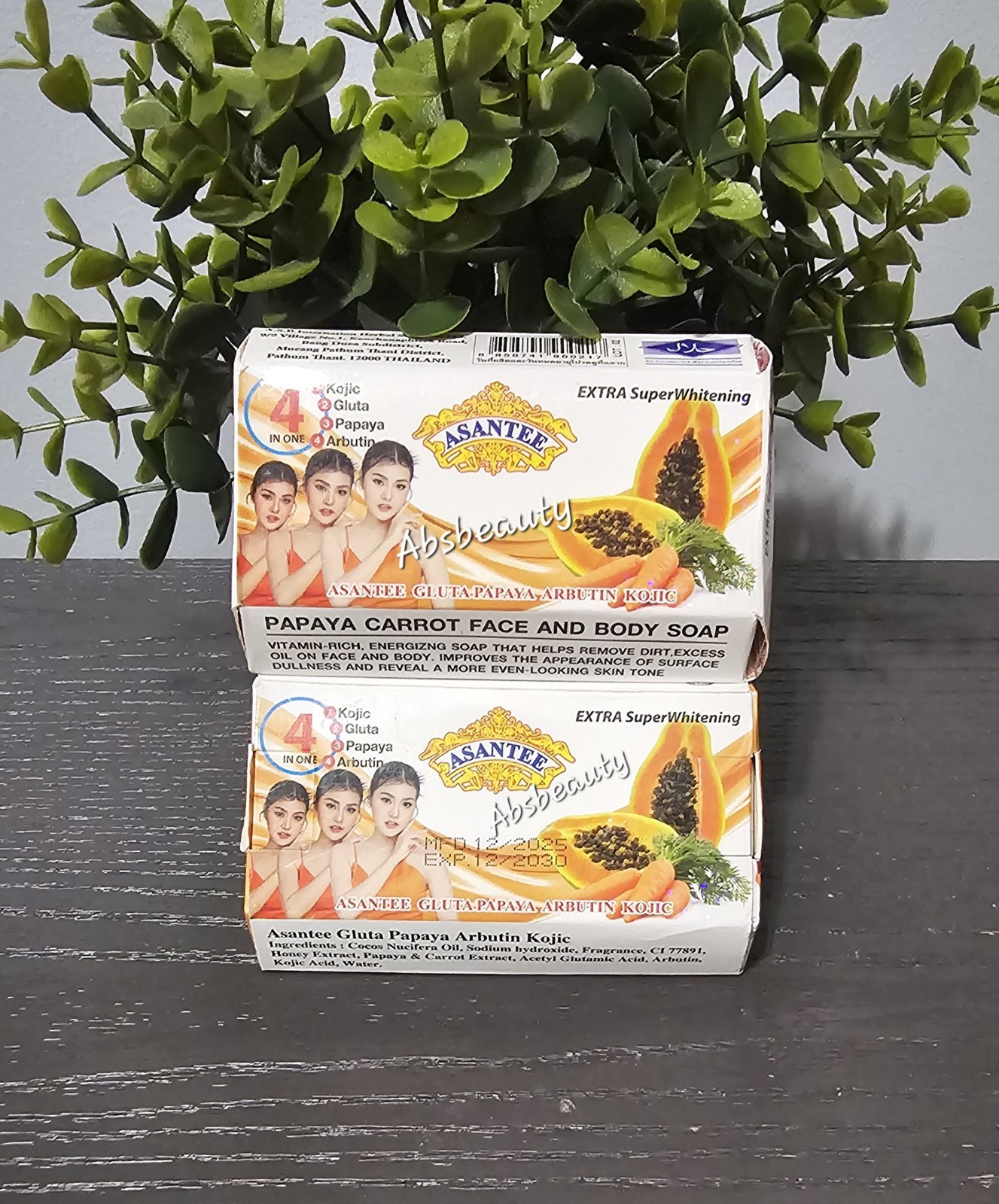 Asantee 4in1 Papaya,Carrot Face & Body Soap 125g👍, 1pc