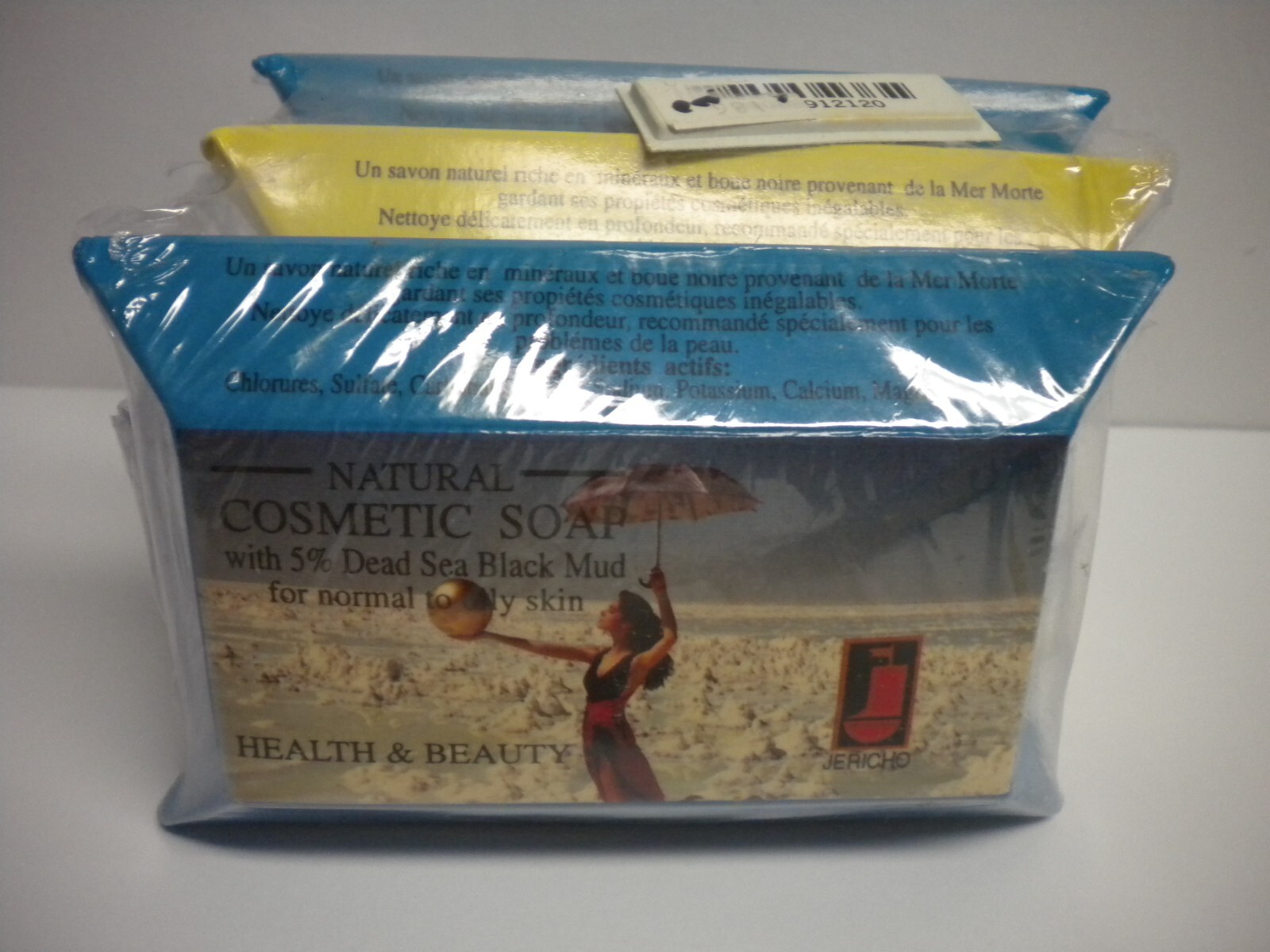 Lot of 3 NOS New Vintage Jericho 5% Dead Sea Black Mud Soap Bars Unused SEALED